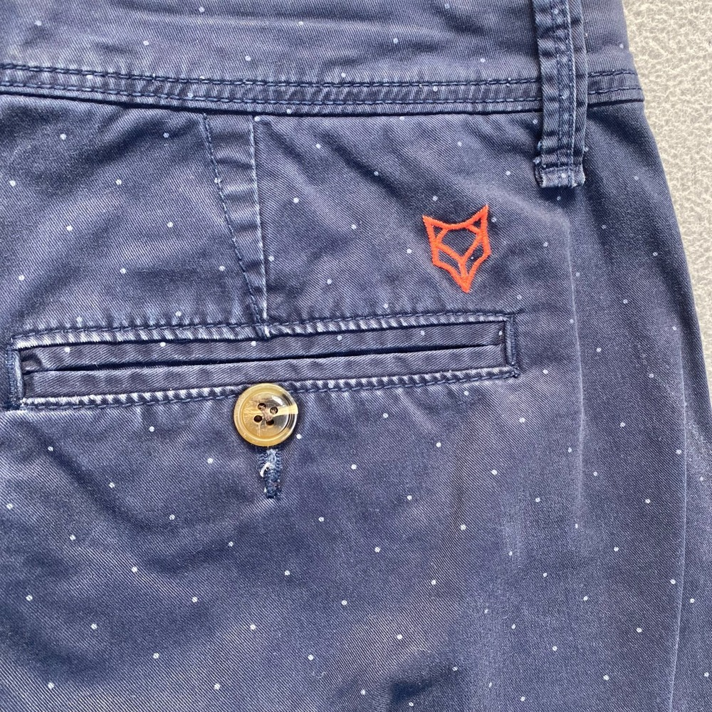 PRINCE & FOX Blue Slim Classic Chino Shorts Zip Fly Pockets Mens Size 31 - Picture 11 of 16